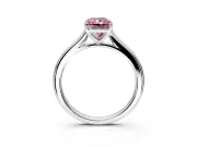 Solitaire Engagement Ring Setting for Fancy Pink Radiant Cut Center with Narrow Cathedral Band and Prong Head in White Gold