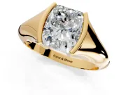 Tension Engagement Ring Setting for Radiant Cut Center with Wide Tapered Band and Tension Head in Yellow Gold