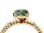 Rope Engagement Ring Setting for Fancy Green Cushion Cut Center with Accent Shoulders and Prong Head in Yellow Gold