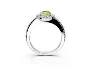 Pave Halo Engagement Ring Setting for Fancy Yellow Marquise Center with Single Row Pave Band and Prong Head in Sterling Silver