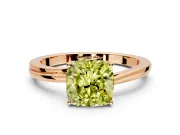 Solitaire Engagement Ring Setting for Fancy Yellow Cushion Cut Center with Plain Bypass Twist Band and Prong Head in Rose Gold