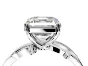 Solitaire Engagement Ring Setting for Asscher Cut Center with Pave and Plain Crossover Band and Prong Head in Sterling Silver