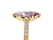 Solitaire Engagement Ring Setting for Fancy Pink Marquise Center with Channel Accents and Prong Head in Yellow Gold