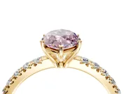 Solitaire Engagement Ring Setting for Fancy Pink Marquise Center with Large Accent Band and Prong Head in Yellow Gold
