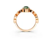 Milgrain Bezel Engagement Ring Setting for Fancy Green Marquise Center with Marquise Stations and Bezel Head in Rose Gold