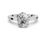 Solitaire Engagement Ring Setting for Oval Center with Flat-Sided Plain Band and Prong Head in Platinum