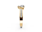 Solitaire Engagement Ring Setting for Heart-Shaped Center with Princess Cut Channel Band and Prong Head in Yellow Gold