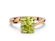 Solitaire Engagement Ring Setting for Fancy Yellow Radiant Cut Center with Plain Bypass Twist Band and Prong Head in Rose Gold