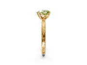 Solitaire Engagement Ring Setting for Fancy Yellow Heart-Shaped Center with Engraved Milgrain Band and Prong Head in Yellow Gold