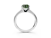 Solitaire Engagement Ring Setting for Fancy Green Round Cut Center with Knife Ridge Band and Claw Prong Head in White Gold