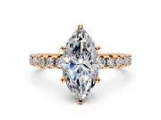 Solitaire Engagement Ring Setting for Marquise Center with Large Accents and Prong Head in Rose Gold