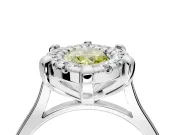 Single Halo Engagement Ring Setting for Fancy Yellow Marquise Center with Corner Claws, Plain Band and Prong Head in Sterling Silver