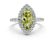 Pave Halo Engagement Ring Setting for Fancy Yellow Marquise Center with Single Row Pave Band and Prong Head in Sterling Silver