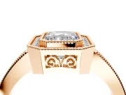 Halo Engagement Ring Setting for Emerald Cut Center with Milgrain Halo, Pave Band and Prong Head in Rose Gold