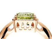 Halo Engagement Ring Setting for Fancy Yellow Princess Cut Center with Tapered Plain Band and Prong Head in Rose Gold