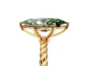 Solitaire Engagement Ring Setting for Fancy Green Marquise Center with Plain Twisted Rope Band and Prong Head in Yellow Gold