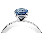 Solitaire Engagement Ring Setting for Fancy Blue Radiant Cut Center with Channel Baguette Band and Prong Head in Platinum