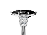 3 Stone Engagement Ring Setting for Fancy Black Marquise Center with Large Pear-Shaped Accents and Prong Head in White Gold