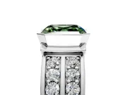 Bezel Engagement Ring Setting for Fancy Green Asscher Cut Center with Wide Channel-Set Band and Bezel Head in White Gold
