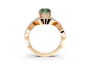 Halo Engagement Ring Setting for Fancy Green Cushion Cut Center with Pave Infinity Twist Band and Prong Head in Rose Gold