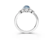 Solitaire Engagement Ring Setting for Fancy Blue Marquise Center with Marquise Flower Shoulders and Prong Head in Platinum