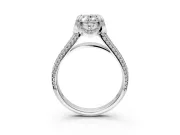 Solitaire Engagement Ring Setting for Oval Center with Accented Split Shank and Prong Head in Platinum