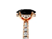 Solitaire Engagement Ring Setting for Fancy Black Oval Center with Band of Accents and Prong Head in Rose Gold