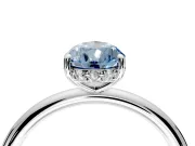 Solitaire Engagement Ring Setting for Fancy Blue Pear-Shaped Center with Plain Band, Open Basket and Prong Head in Platinum