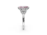 Leaf Cluster Engagement Ring Setting for Fancy Pink Marquise Center with Marquise Accents and Prong Head in Platinum