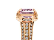 Solitaire Engagement Ring Setting for Fancy Pink Princess Cut Center with Accented Split Shank and Prong Head in Rose Gold