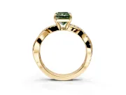 Crossover Engagement Ring Setting for Fancy Green Radiant Cut Center with Pave and Plain Strands and Prong Head in Yellow Gold