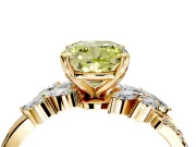 Solitaire Engagement Ring Setting for Fancy Yellow Cushion Cut Center with Marquise Accent Twist Band and Prong Head in Yellow Gold