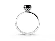Solitaire Engagement Ring Setting for Fancy Black Oval Center with Pave Accents and Prong Head in White Gold