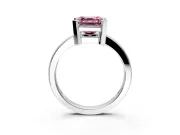 Solitaire Engagement Ring Setting for Fancy Pink Asscher Cut Center with Plain Band and Flat Tab Prong Head in White Gold