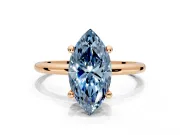 Minimalist Solitaire Engagement Ring Setting for Fancy Blue Marquise Center with Thin Band and Prong Head in Rose Gold