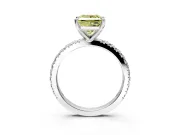Solitaire Engagement Ring Setting for Fancy Yellow Princess Cut Center with Fine Pave Band and Claw Prong Head in White Gold