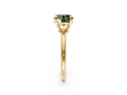 Minimalist Solitaire Engagement Ring Setting for Fancy Green Round Cut Center with Thin Band and Prong Head in Yellow Gold