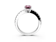 Solitaire Engagement Ring Setting for Fancy Pink Emerald Cut Center with Single Row Accent Band and Prong Head in White Gold