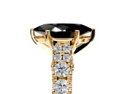 Solitaire Engagement Ring Setting for Fancy Black Marquise Center with Pave Cathedral Shoulders and Prong Head in Yellow Gold