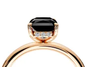 Hidden Halo Engagement Ring Setting for Fancy Black Radiant Cut Center with Thin Rounded Band and Prong Head in Rose Gold