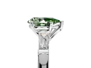 3 Stone Engagement Ring Setting for Fancy Green Pear-Shaped Center with Tapered Baguettes, Plain Band and Prong Head in Platinum