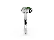 Cluster Engagement Ring Setting for Fancy Green Pear-Shaped Center with Milgrain Shoulder Clusters and Prong Head in White Gold