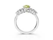 Cluster Engagement Ring Setting for Fancy Yellow Pear-Shaped Center with 2-Row Shoulder Clusters and Prong Head in Platinum