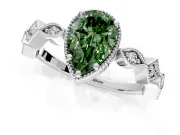 Milgrain Bezel Engagement Ring Setting for Fancy Green Pear-Shaped Center with Marquise Stations and Bezel Head in Platinum