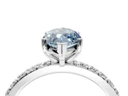 Solitaire Engagement Ring Setting for Fancy Blue Marquise Center with Round Cut Pave Band and Prong Head in Platinum