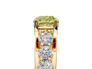 Solitaire Engagement Ring Setting for Fancy Yellow Cushion Cut Center with Graduated Shared Prongs and Prong Head in Yellow Gold