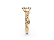 Crossover Engagement Ring Setting for Pear-Shaped Center with Pave and Plain Strands and Prong Head in Yellow Gold