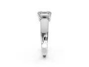 3 Stone Engagement Ring Setting for Emerald Cut Center with Raised Basket Heads and Prong Head in Platinum