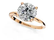 Minimalist Solitaire Engagement Ring Setting for Round Cut Center with Thin Band and Prong Head in Rose Gold