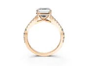 Solitaire Engagement Ring Setting for Asscher Cut Center with Pave Split Shank and Prong Head in Rose Gold